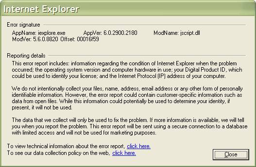 sheepshaver internet explorer crash