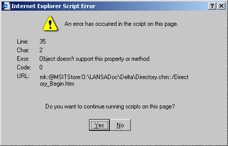 Interner Explorer Script Error
