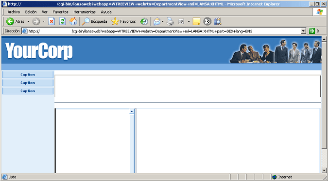 Example of the treeview Weblet not displayed in a WAM application