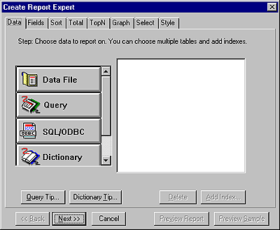 Create Report Screen