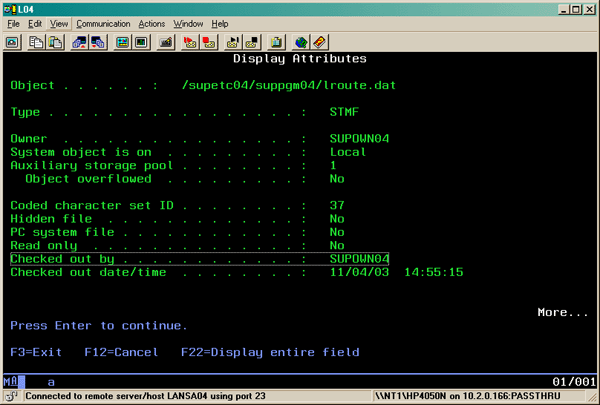 Display attributes screen