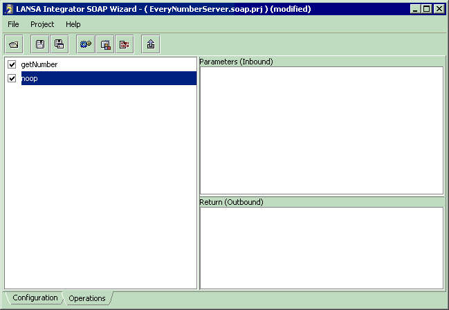 Example screen showing how to add an operation to the SOAPServerWizard