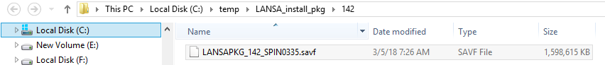 The extracted SAVG file for IBM i installation
