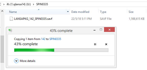 Move the SAVF file to a folder in the IFS on the IBM i