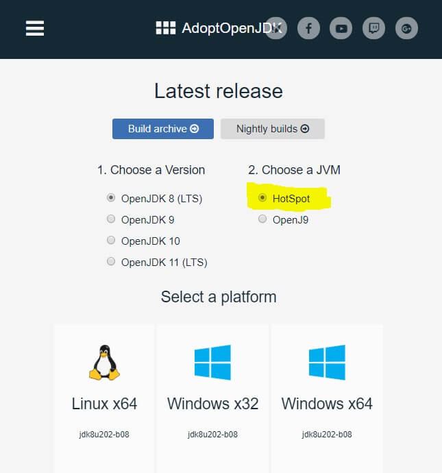 Adopt Open JDK Screen
