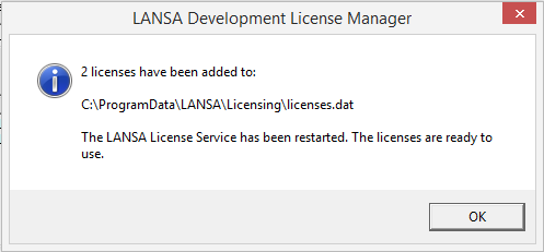 LANSA License service restarted