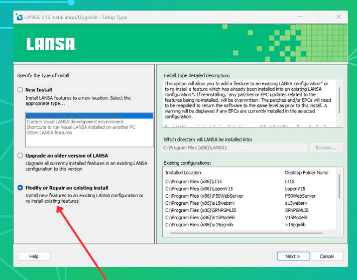 LANSA-V15-installation-setup-type