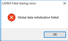Global data initialisation failed error