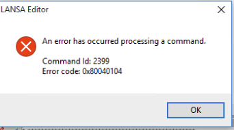 An error has occured processing a command