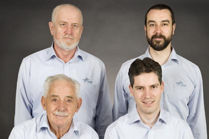 Clockwise from top left: Zeljko Maurac, Chief Biomedical Engineer (responsible for the architecture and Software Infrastructure) - Steven Crossley, Senior Radiation Physicist (designer and programmer for the Radiation Physics Group) - Jonathan Stafford, Biomedical Engineer (main system architect and programmer), Alan Thomas, Biomedical Engineering Manager (Projects).