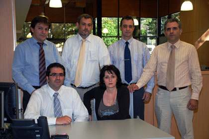 IT team, left to right: Gakis Karageorgas, Dimitris Karanikolas, George Gerakis, Panagiotis Zaxariadis. Seated: Costas Kelaidis, Zana Tzia.