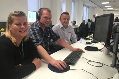 From Left to Right: Dawn Shortall, Business Support Officer, Hugh Havard, Supporter care team member, and Alan Carter, Senior Manager Fund Raising. 