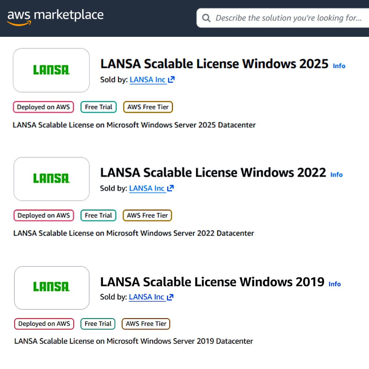 AWS LANSA Scalable License